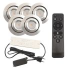 5 schwenkbare Einbaustrahler Terrassenüberdachung Rona, IP44, mit Anschlussset und Fernbedienung, Chrom