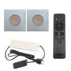 2 eckige chrom Einbaustrahler Terrassenüberdachung Dico, IP65, inkl. Anschlussset und Fernbedienung