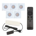 5 eckige weiße Einbaustrahler Terrassenüberdachung Dico, IP65, inkl. Anschlussset und Fernbedienung