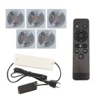 5 schwenkbare Einbaustrahler Terrassenüberdachung Rona eckig, IP44, mit Anschlussset und Fernbedienung, Chrom