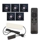 5 schwenkbare Einbaustrahler Terrassenüberdachung Rona eckig, IP44, mit Anschlussset und Fernbedienung, Schwarz