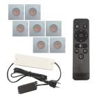 7 eckige chrom Einbaustrahler Terrassenüberdachung Dico, IP65, inkl. Anschlussset und Fernbedienung