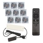 9 schwenkbare Einbaustrahler Terrassenüberdachung Rona eckig, IP44, mit Anschlussset und Fernbedienung, Chrom