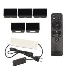 5 eckige schwarze Aufbaustrahler Terrassenüberdachung Fredo, IP44, inkl. Anschlussset und Fernbedienung