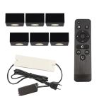 6 eckige schwarze Aufbaustrahler Terrassenüberdachung Fredo, IP44, inkl. Anschlussset und Fernbedienung