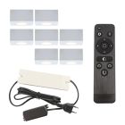 7 eckige weiße Aufbaustrahler Terrassenüberdachung Fredo, IP44, inkl. Anschlussset und Fernbedienung