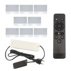 8 eckige weiße Aufbaustrahler Terrassenüberdachung Fredo, IP44, inkl. Anschlussset und Fernbedienung