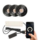 3 schwenkbare Smart Einbaustrahler Terrassenüberdachung Rona, IP44, mit Anschlussset, Schwarz