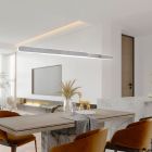 Silberne Pendelleuchte Design, Dwayn, 48W, warm- bis kaltweiß einstellbare LED, mit Touch-Dimmer