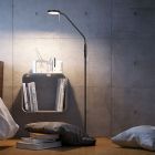 Schwarze Leselampe Stehlampe Modern, Bilge, 12W, warm- bis kaltweiß einstellbare LED, mit Touch-Dimmer