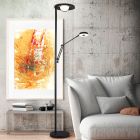 Schwarze Leselampe Stehlampe Modern, Yazid, 32W, in Lichtfarbe einstellbare LED, mit Touch-Dimmer