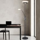 Schwarze Leselampe Stehlampe Modern, Fredrika, 27W, 3000K LED, mit Touch-Dimmer