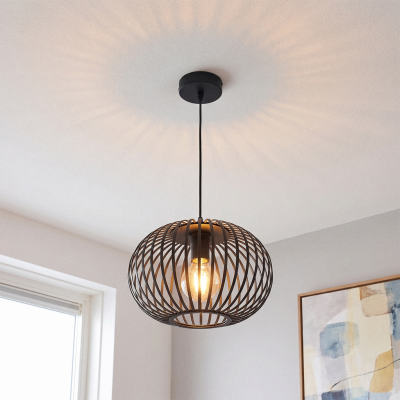Industrielle Pendelleuchte Lieve, schwarz, Metall