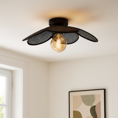 Rattan Deckenleuchte Schwarz, Rowen