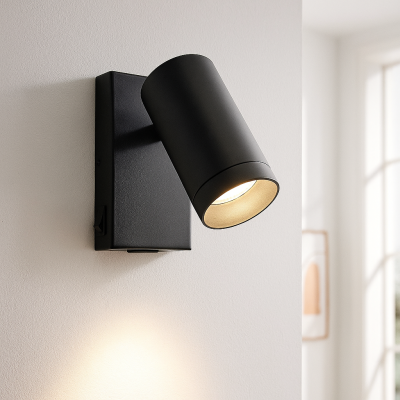 Moderne Wandstrahler Schwarz, Nadi, mit Schalter