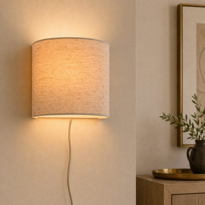 Landhaus Wandleuchte Beige, Timmy, mit Schalter