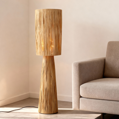 Papier Stehlampe Braun, Daisy, mit Schalter