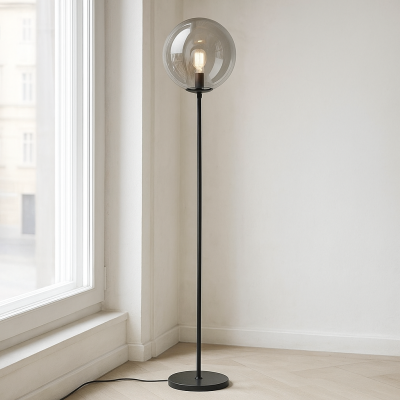 Design Stehlampe Grau, Dolf, mit Schalter
