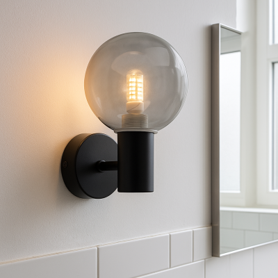 Moderne Wandleuchte Badezimmer Schwarz, Amer, IP44