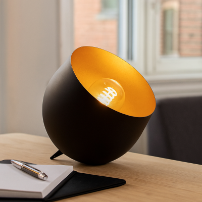 Moderne Tischleuchte Schwarz, Whitney, mit Schalter