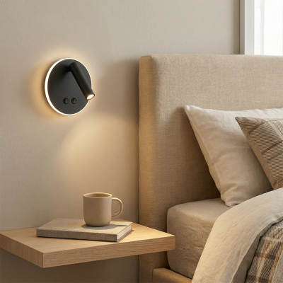 Moderne Wandleuchte Schwarz, Robbie, 10W, 4000K LED, mit Schalter