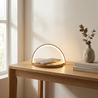 Holz Tischleuchte Kunststoff, Erhan, 2W, 3000K LED, mit Schalter