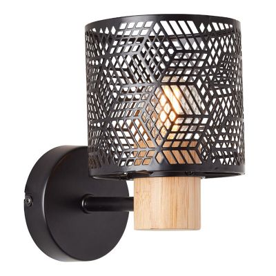 Holz Wandleuchte Schwarz, Sherona