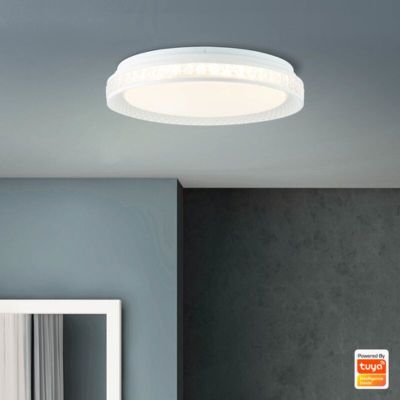Moderne Smart Deckenleuchte Transparent, Rashmi, 24W, warm- bis kaltweiß einstellbare LED