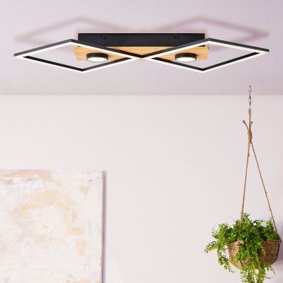Holz Deckenlampe Schwarz, Virginia, 32W, 3000K LED