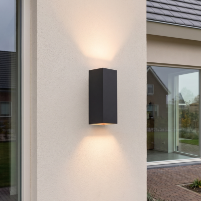 Schwarze Up down Wandleuchte Aluminium, Dion, 8W, 3000K LED, IP54