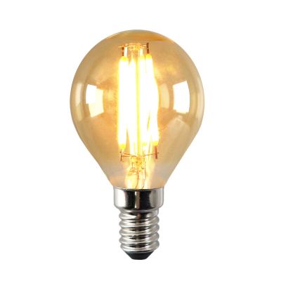 Dimmbare E14 LED Lampe, P45, 3w, Bernstein Glas, 2200K