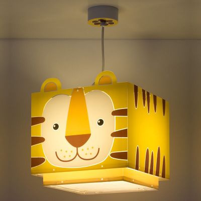 Gelbe Kinder Pendelleuchte Kunststoff, Tiger