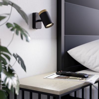 Schwarze moderne Wandstrahler Stahl, Conradus, IP44