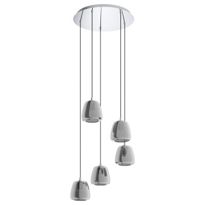 Chrom Pendelleuchte Rauchglas, Gauke