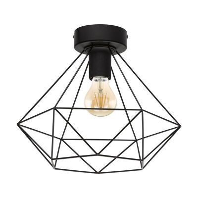 Schwarze industrielle Deckenlampe Stahl, Costel
