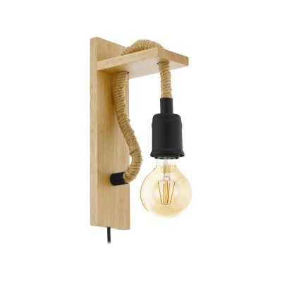 Holz Wandleuchte Braun, Simeon, mit Schalter