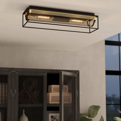 Schwarze industrielle Deckenleuchte Aluminium, Mauricio