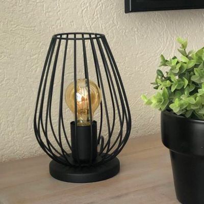 Schwarze moderne Tischleuchte Metall, Kitana, mit Schalter