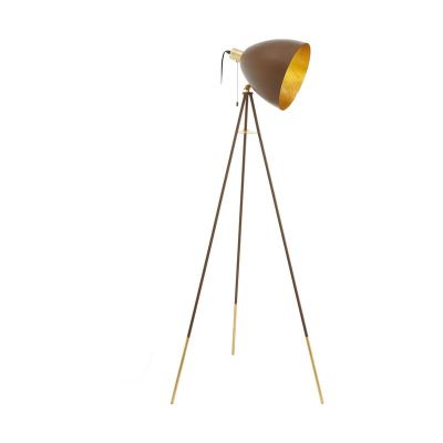 Goldene moderne Stativlampe Stahl, Maick, mit Zugschalter