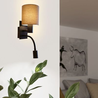 Taupe Bettlampe Stoff, Abano, mit Schalter