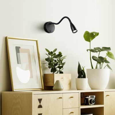 Schwarze Wandleuchte Kunststoff, Obbe, 3,8W, 3000K LED, mit Schalter