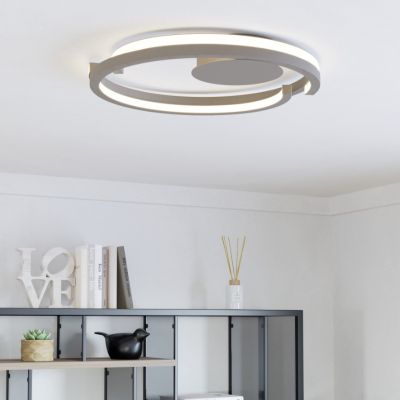 Braune moderne Deckenlampe Kunststoff, Madhvi, 20W, warm- bis kaltweiß einstellbare LED, mit Fernbedienung