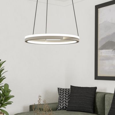 Weiße moderne Pendelleuchte Kunststoff, Madhvi, 20W, warm- bis kaltweiß einstellbare LED, mit Fernbedienung
