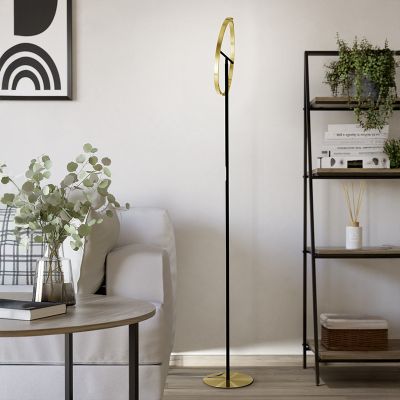 Messing design Stehlampe Kunststoff, Corwin, 8,8W, 3000K LED, mit Touch-Dimmer