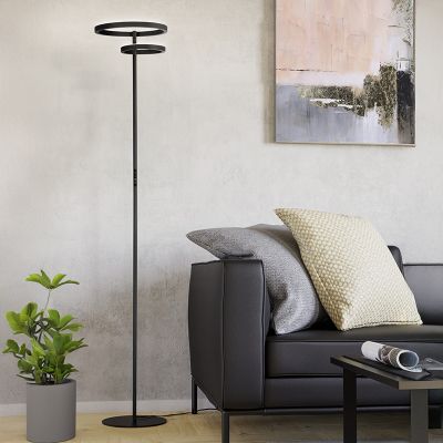 Schwarze design Stehlampe Kunststoff, Corwin, 16W, warm- bis kaltweiß einstellbare LED, mit Touch-Dimmer