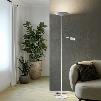 Weiße moderne Stehlampe Stahl, Crijn, 26,5W, 2700K LED, mit Touch-Dimmer