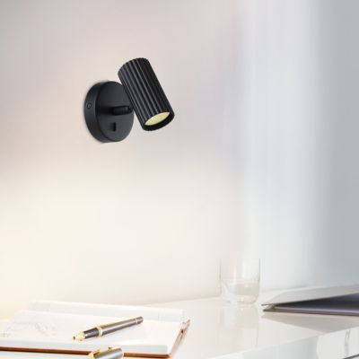 Schwarze moderne Wandstrahler Aluminium, Vikram, mit Schalter