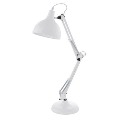 Weiße industrielle Schreibtischlampe Metall, Josha, mit Schalter