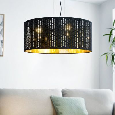 Schwarze moderne Pendelleuchte Stoff, Yori
