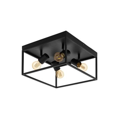 Schwarze industrielle Deckenlampe Stahl, Tyrza